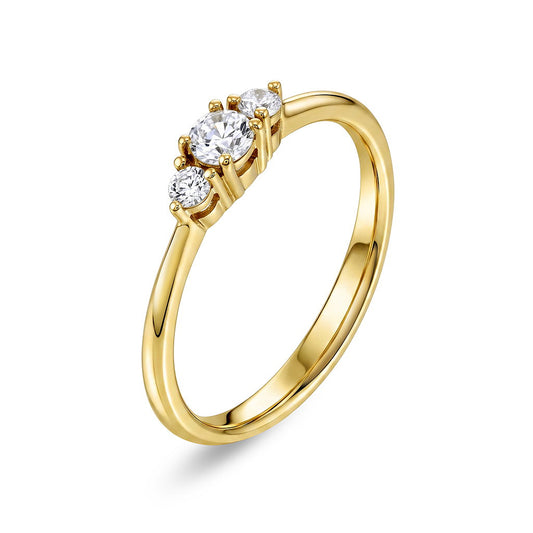 Ring i 14 karat gult gull med diamanter 0,25 ct, 3,5 mm