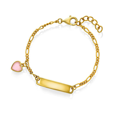 Armbånd i forgylt 925 sølv med rosa perlemor og hjerte, bilde 1 av 2