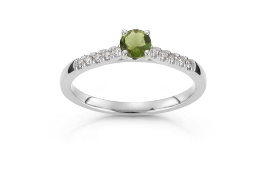 Svolder ring i 585 gull med diamanter og grønn turmalin 0,13 ct, bilde 1 av 2