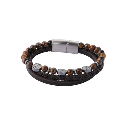 Sander tiger-eye armbånd i lær, 20 mm, 22 cm, nr. 50058-22