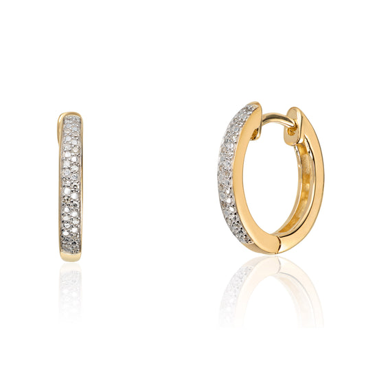 Carmen øredobber i 585 gult gull med diamant 14 mm