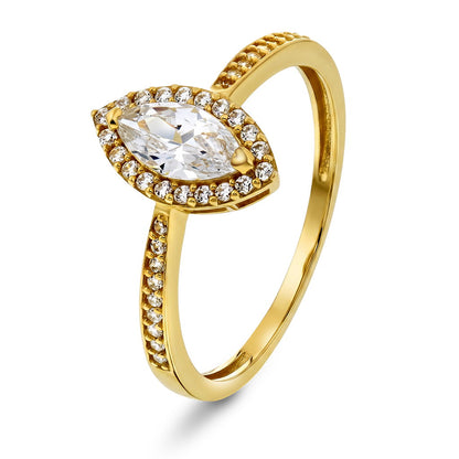 Ring i 585 gult gull med zirkonia, oval form, bilde 1 av 3
