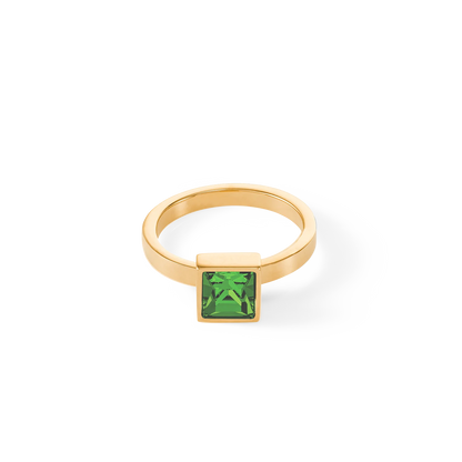 Brilliant Square stor ring gullgrønn 050040051652