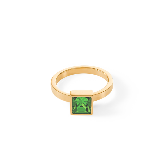 Brilliant Square stor ring gullgrønn 050040051652