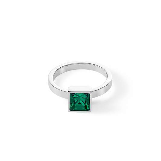 Brilliant Square stor ring sølv mørkegrønn 050040054852