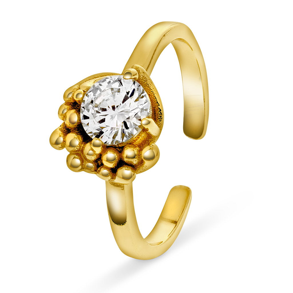 Shapes ring i forgylt sølv med zirkonia, Halo 10 mm, bilde 1 av 4