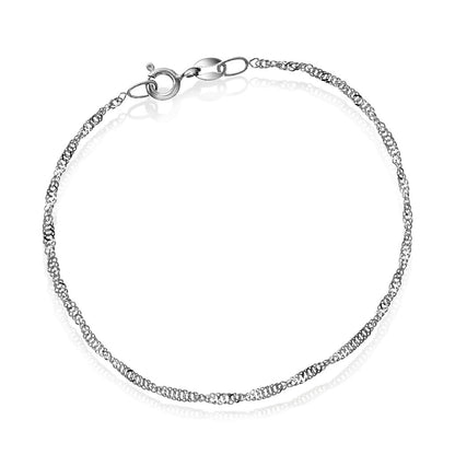 Singapore armbånd i 585 hvitt gull, tvunnet 1,8 mm, 19 cm, bilde 1 av 4