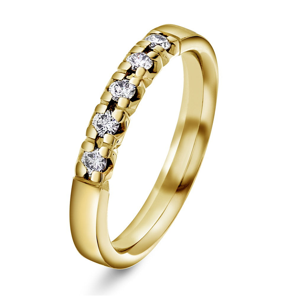 Beta ring i 14 karat gult gull med diamant 0,25 ct