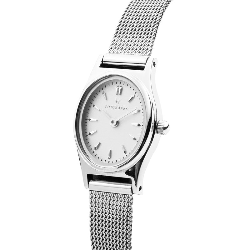 Retro Mesh Sølvfarget / Hvit 19 x 28,5 mm SKU | MB0254 - Bjerveur.noRetro Mesh Sølvfarget / Hvit 19 x 28,5 mm SKU | MB0254