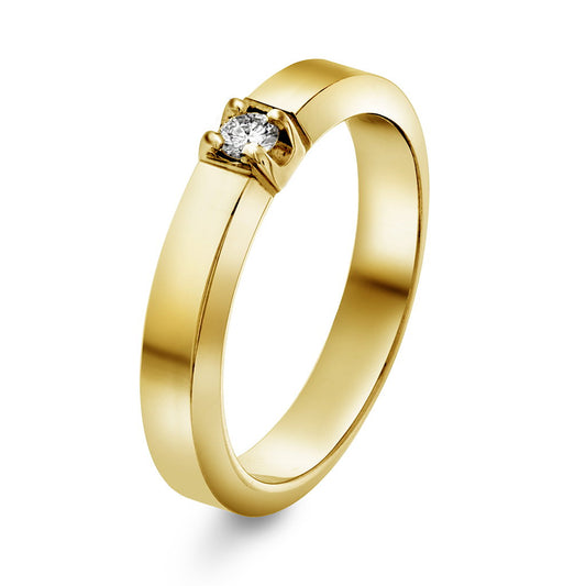 Sigma ring i 14 karat gult gull med én diamant 0,07 ct, 3,8 mm