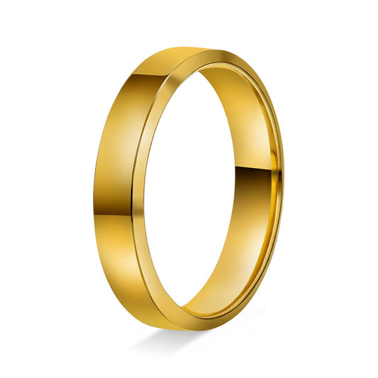 Ring i 14 karat gult gull, flat med skråkant 4 mm