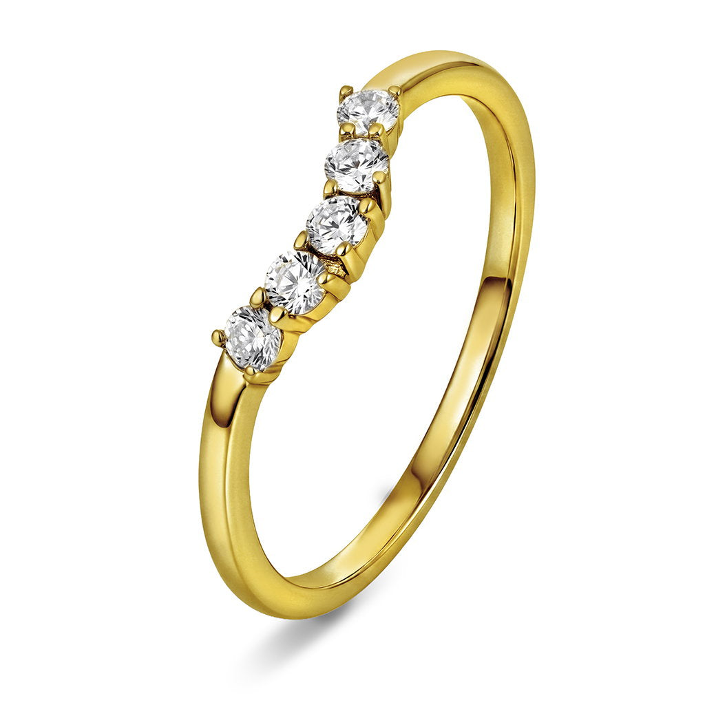 Ring i forgylt 925 sølv med zirkonia, 1,5 mm bred, bilde 1 av 2