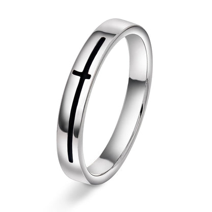 Liam ring i rhodinert sølv med sort emalje 4 mm, bilde 1 av 4