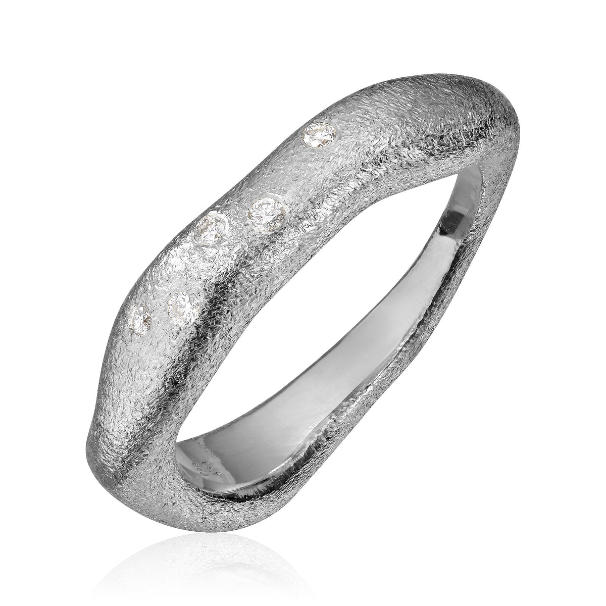 Visholm Design ring i 585 hvitt gull med diamant 0,05 ct, 4,6 mm