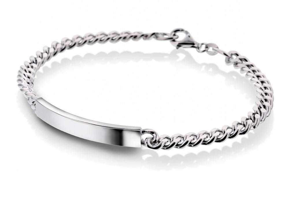 Panser ID-armbånd i rhodinert sølv 5 mm, 21,5 cm