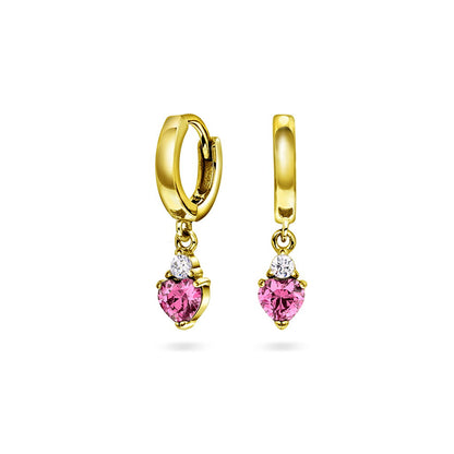 Øredobber i forgylt sølv med rosa og hvit zirkonia, 16,7 mm, bilde 1 av 4