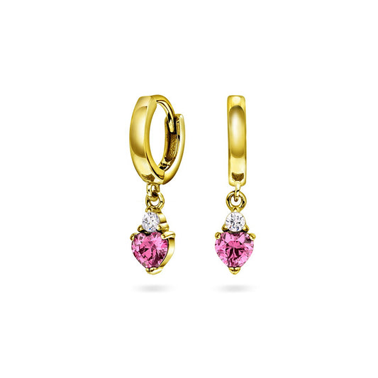 Øredobber i forgylt sølv med rosa og hvit zirkonia, 16,7 mm, bilde 1 av 4