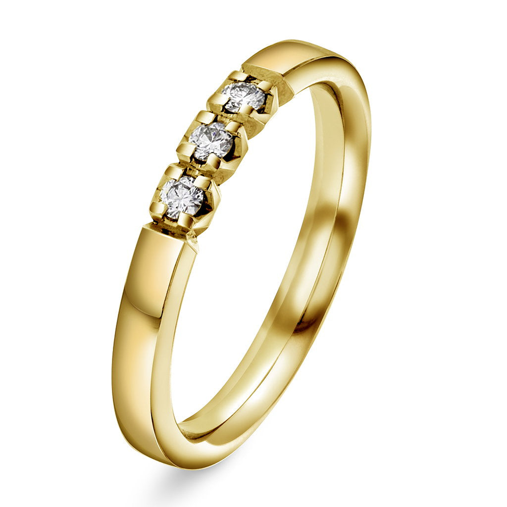 Beta ring i 14 karat gult gull med diamant 0,09 ct, bilde 1 av 3
