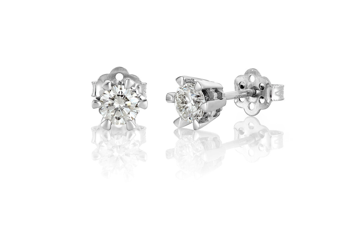 Svolder øredobber i 585 gull med diamant, Märtha 0,9 ct SI, bilde 1 av 2