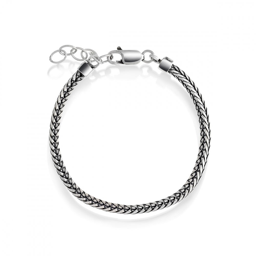 62401 - Armbånd i oksidert sølv, revehale 17+3 cm
