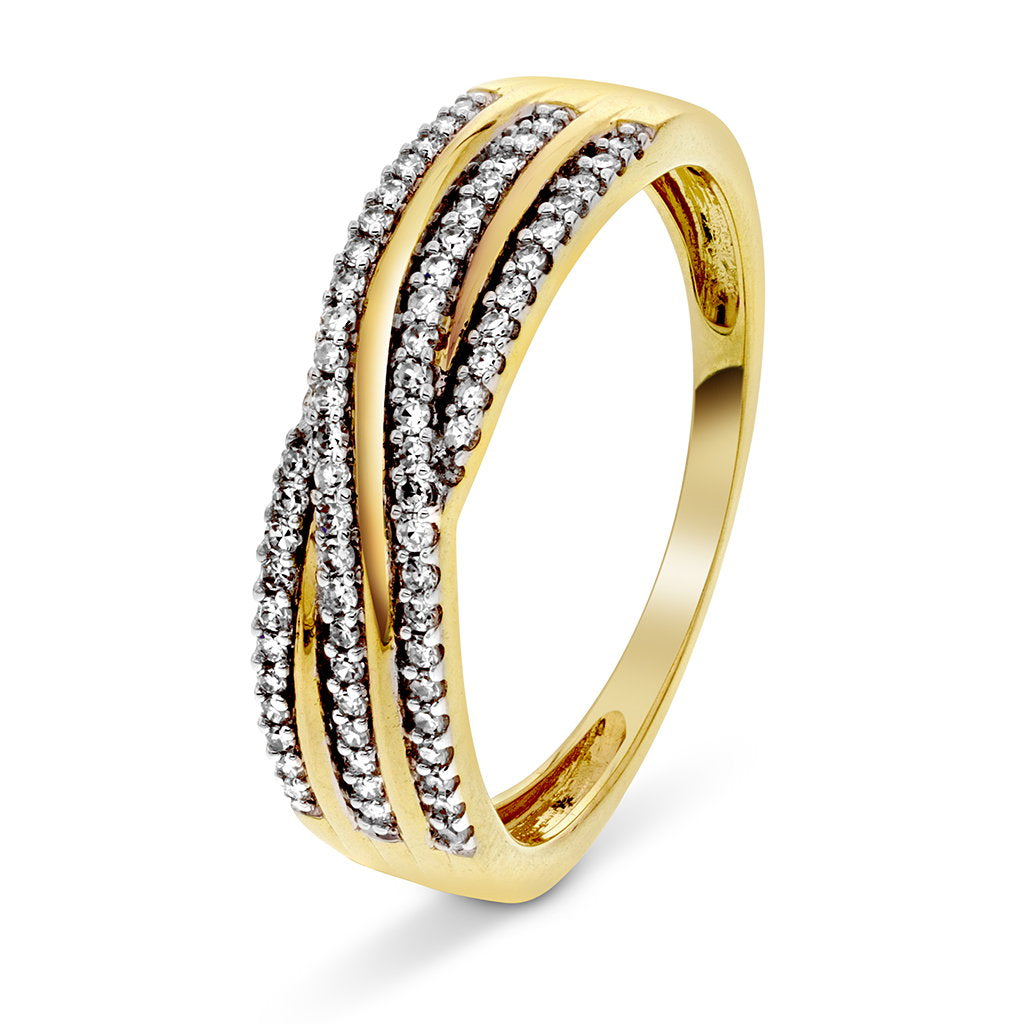 Ring i 14 karat gult gull med diamant 0,21 ct, bilde 1 av 2