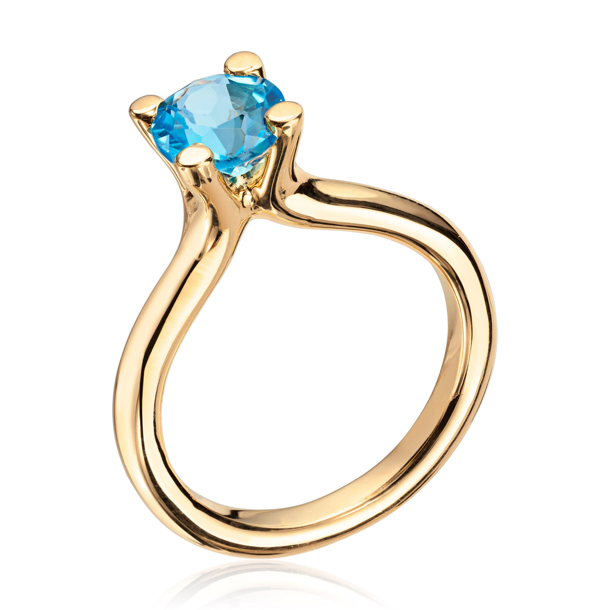 Visholm Design ring i 585 gult gull med topas, bredde 3,4 mm