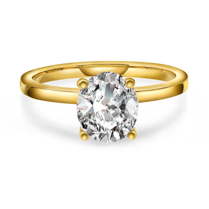 Gems ring i 14 karat gult gull med LAB-diamant 3,00 ct, 9 mm, bilde 1 av 2