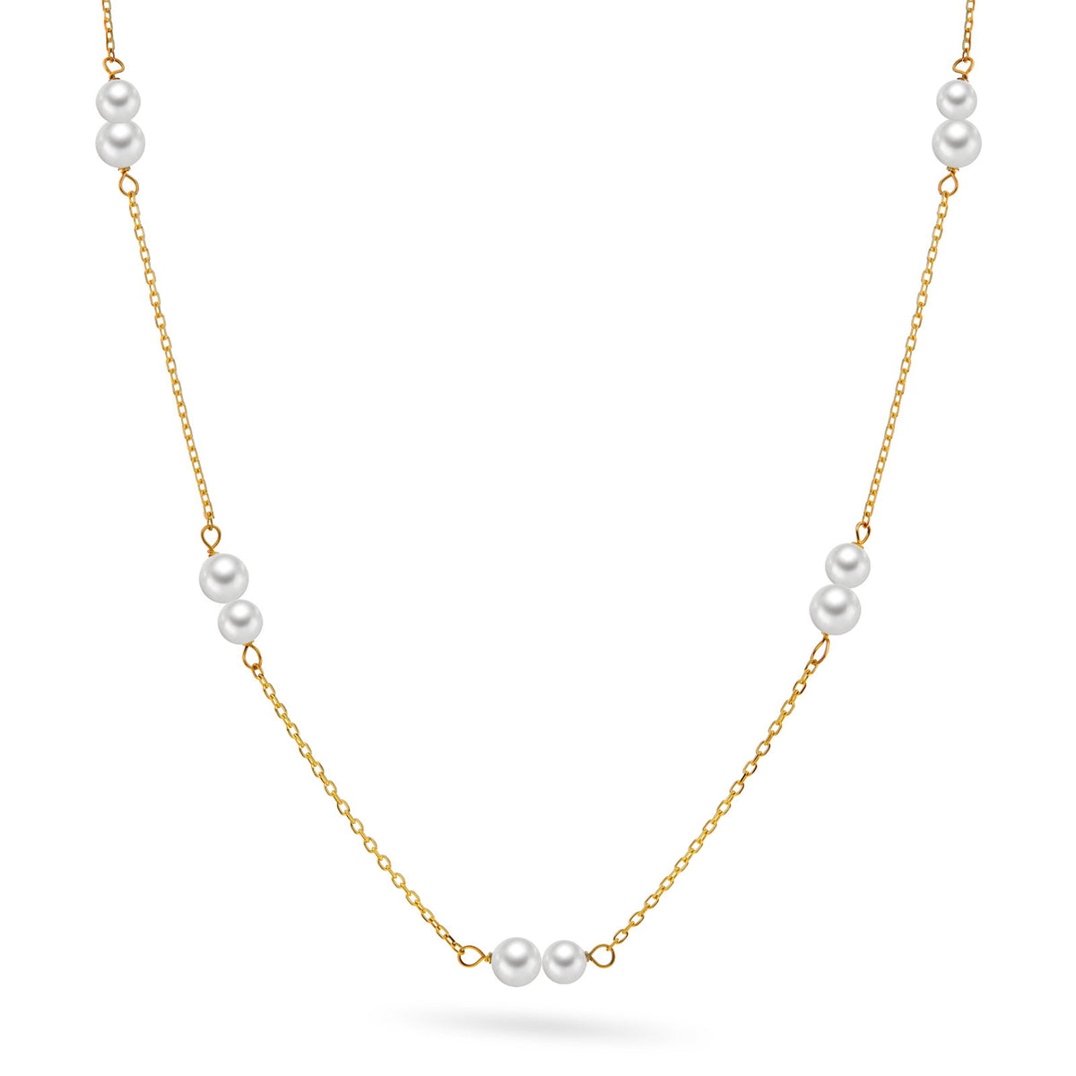 Halskjede i 14 karat gult gull med ferskvannsperler 42 cm, bilde 1 av 3