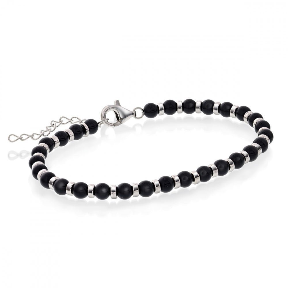 10510 - Armbånd i sølv med sort agat 4 mm. - Bjerveur.no10510 - Armbånd i sølv med sort agat 4 mm.