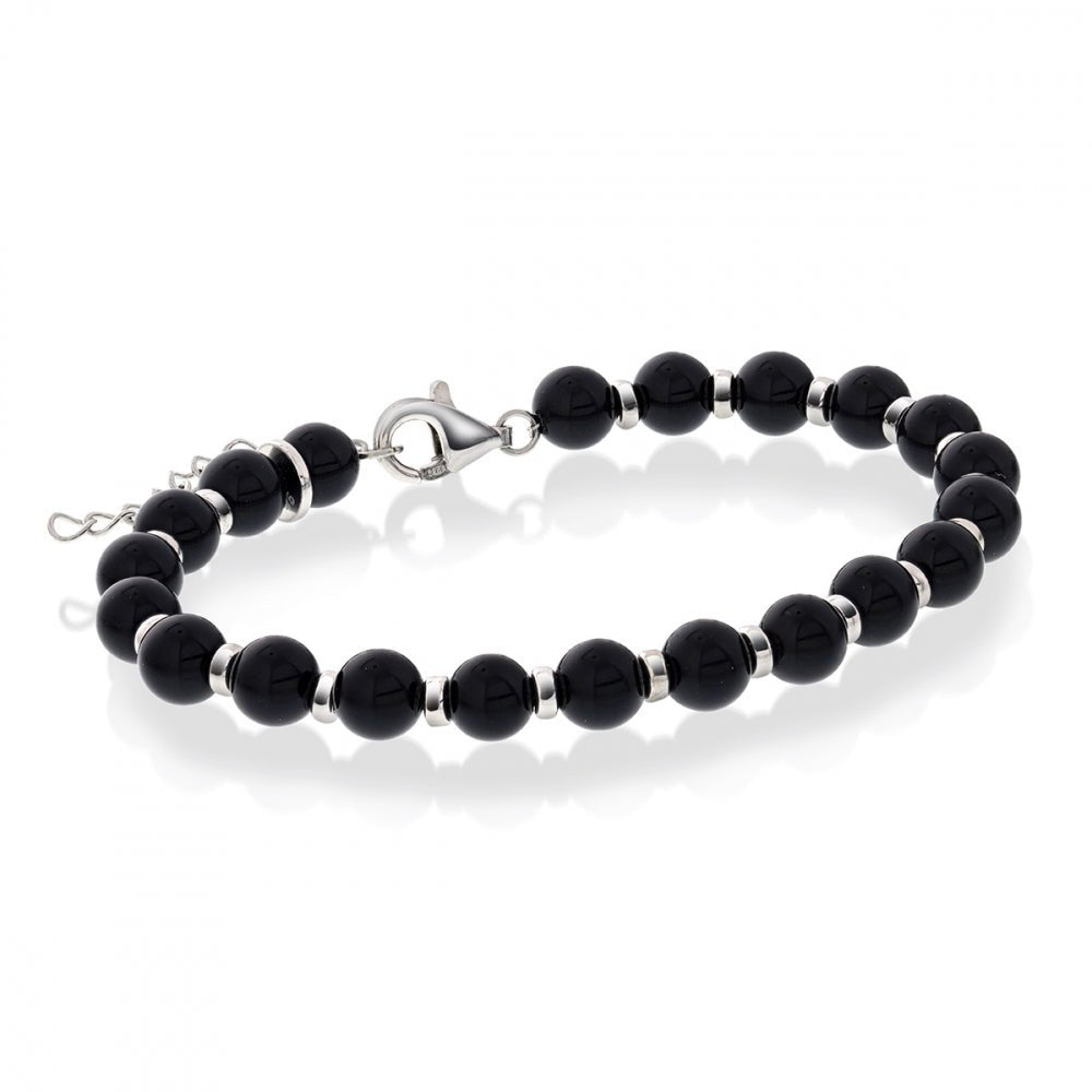 10511 - Armbånd i sølv med sort agat 6 mm. - Bjerveur.no10511 - Armbånd i sølv med sort agat 6 mm.