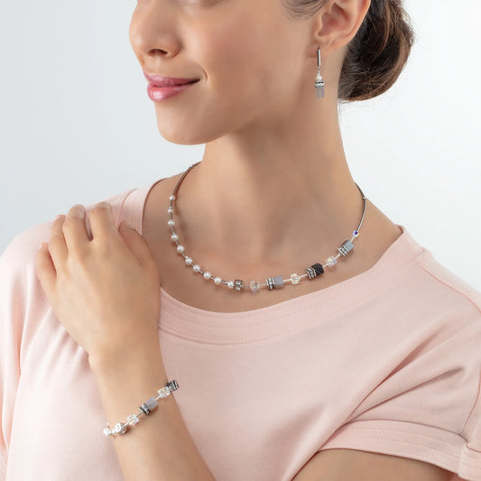 Armbånd GeoCUBE® Fusion Precious Pearl Mix sølvgrå 1122301217