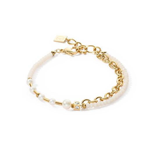 Armbånd Chain & Pearl Fever hvit-gull 1123301416