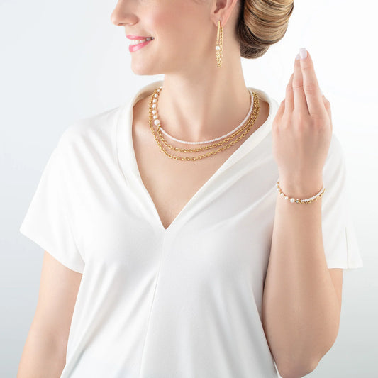 Armbånd Chain & Pearl Fever hvit-gull 1123301416