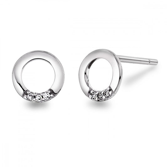 Ørestikker med sirkel i hvitt gull med diamant 0,02 ct, nr. 53092