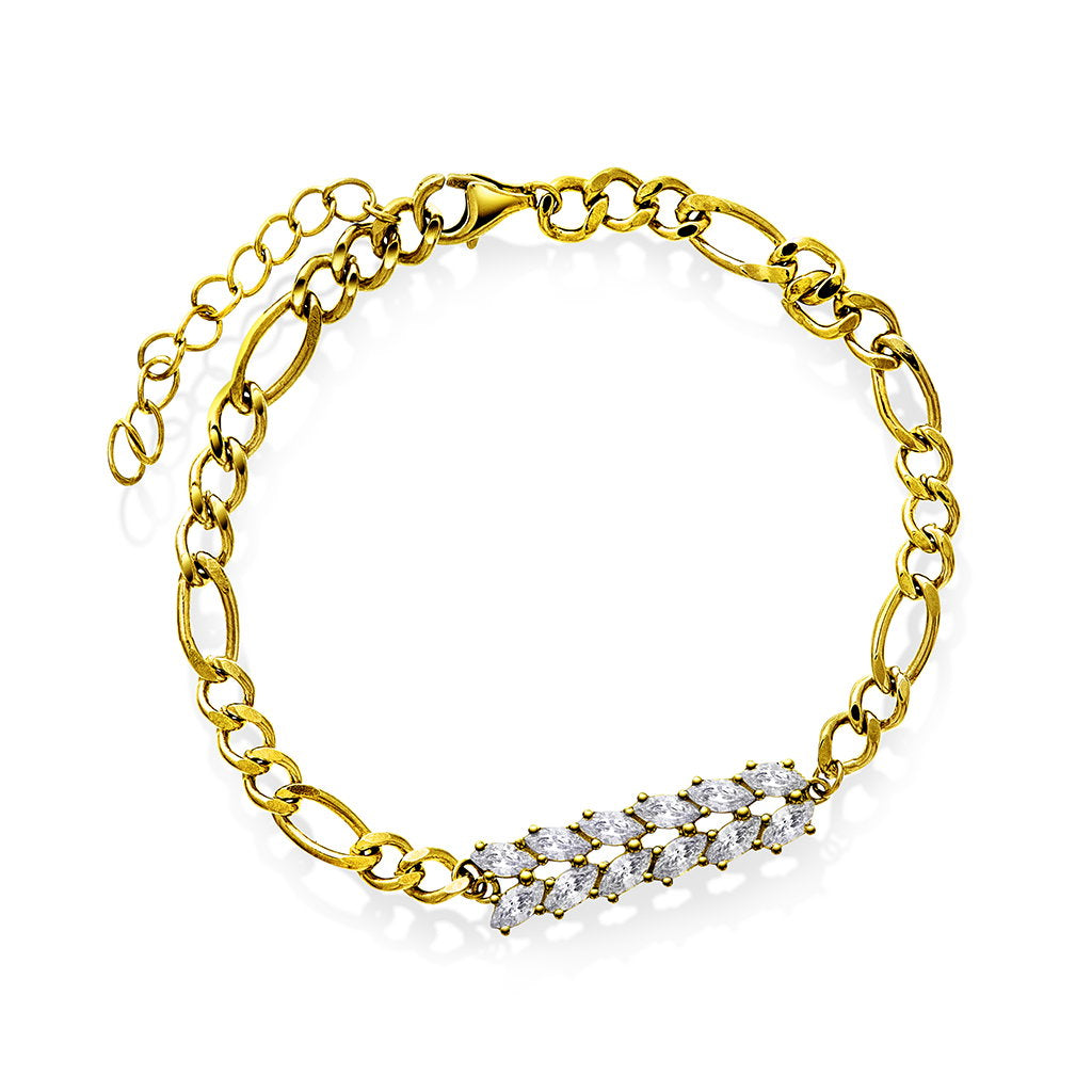 Glam armbånd i forgylt sølv med zirkonia, 25 mm bredt, bilde 1 av 3