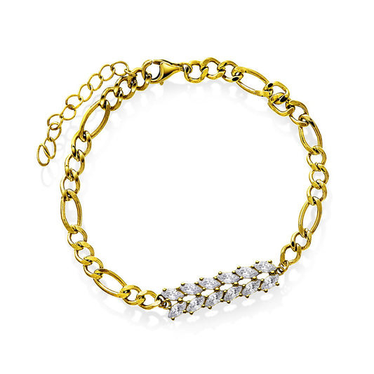 Glam armbånd i forgylt sølv med zirkonia, 25 mm bredt, bilde 1 av 3