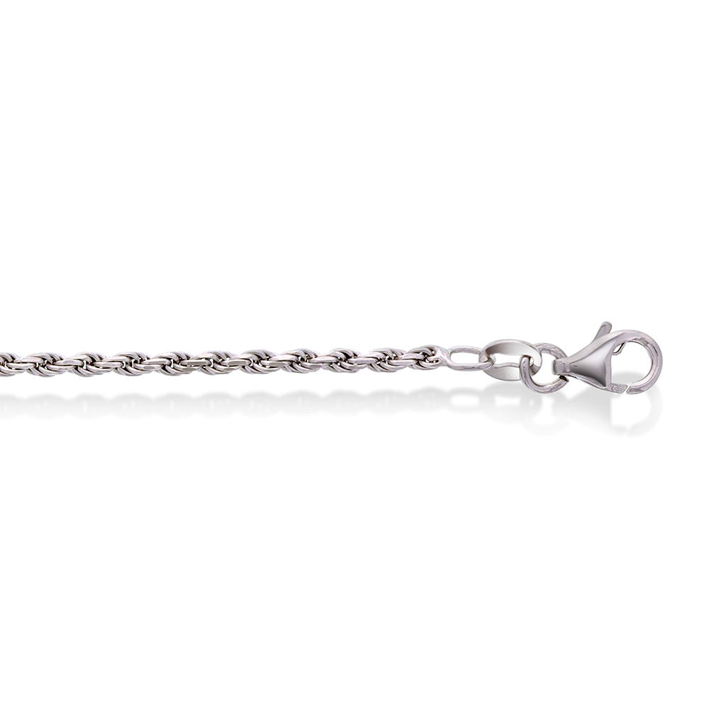 Cordel halskjede i rhodinert 925 sølv 2 mm, 42+3 cm