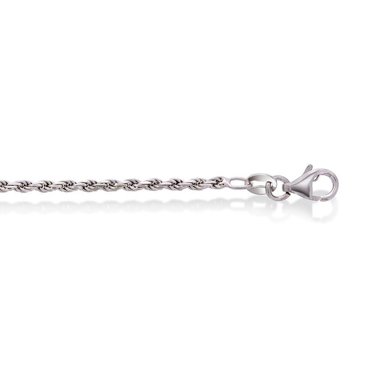 Cordel halskjede i rhodinert 925 sølv 2 mm, 42+3 cm