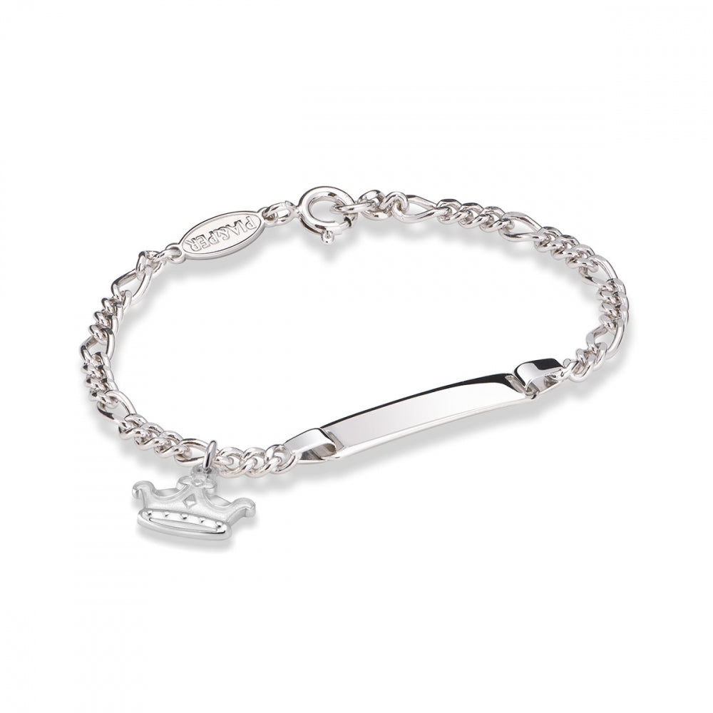 Armbånd i 925 sølv med hvit glassemalje, prinsekrone, bilde 1 av 4