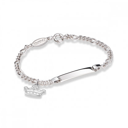 Armbånd i 925 sølv med hvit glassemalje, prinsekrone, bilde 1 av 4