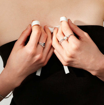 Ring i gull med perle og dia 0,06 ct 12150048