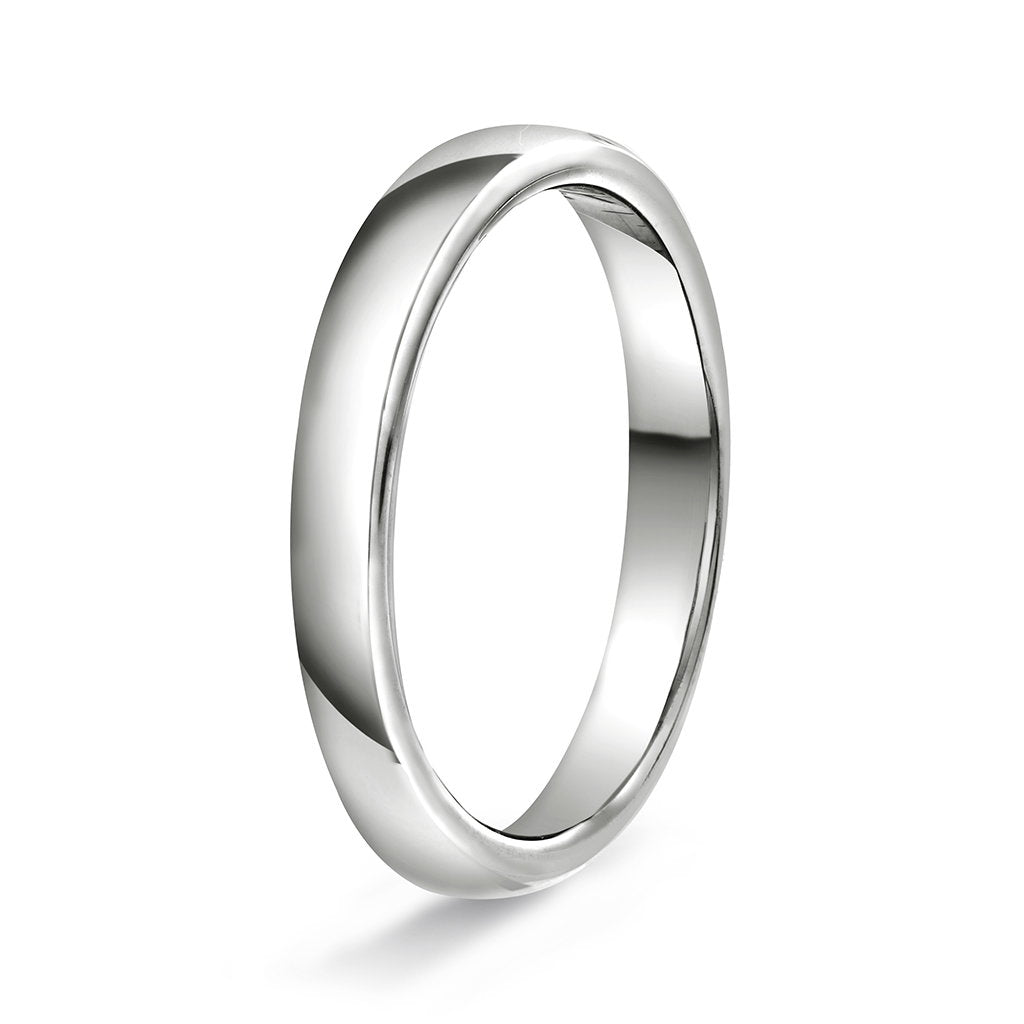Ring i 14 karat hvitt gull, hvelvet/flat, polert, bilde 1 av 6