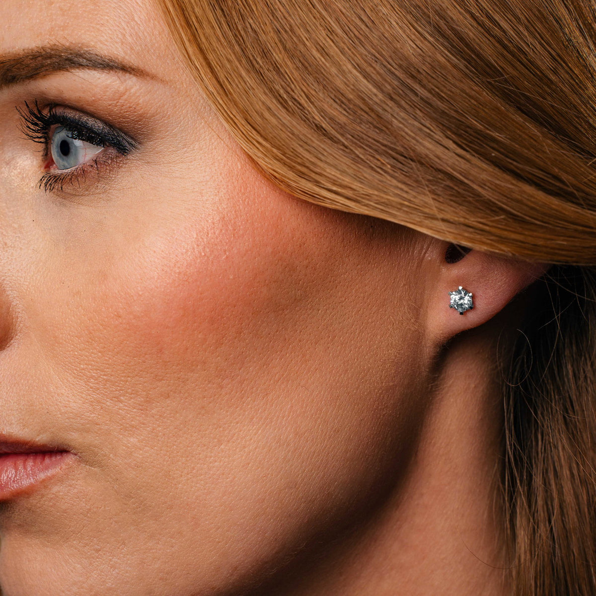 Gems øredobber i 14 karat hvitt gull med labdiamant 6,5 mm, bilde 2 av 4