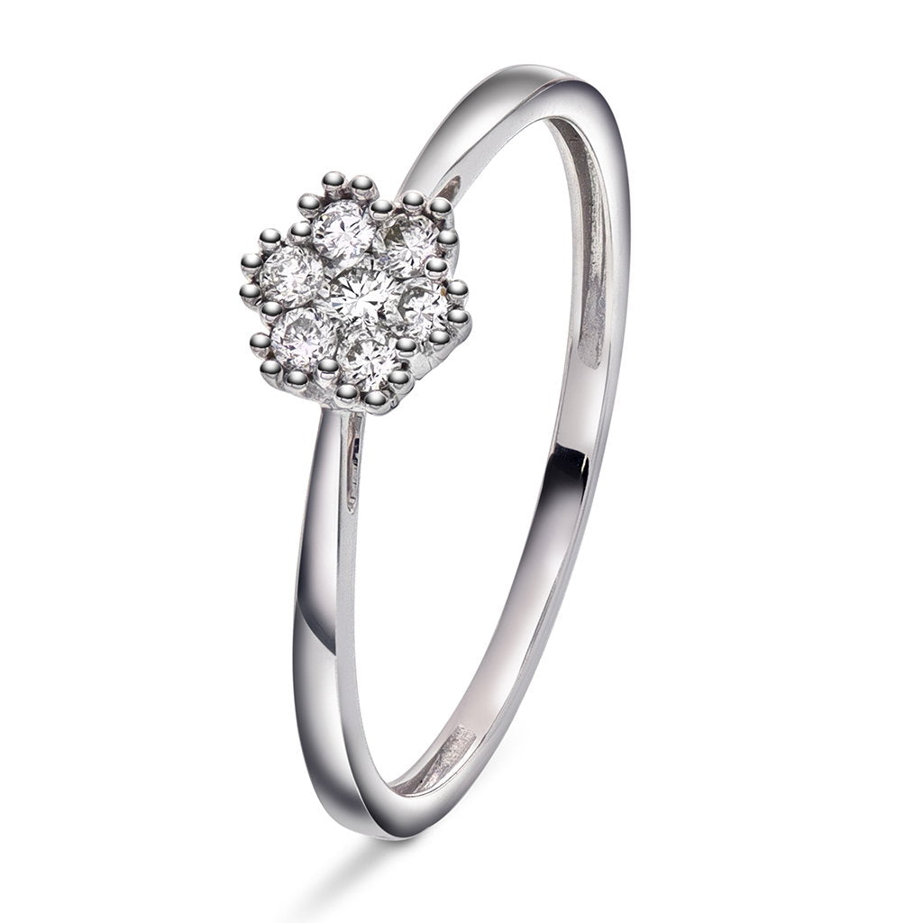 Ring i 14 karat hvitt gull med diamant 0,15 ct