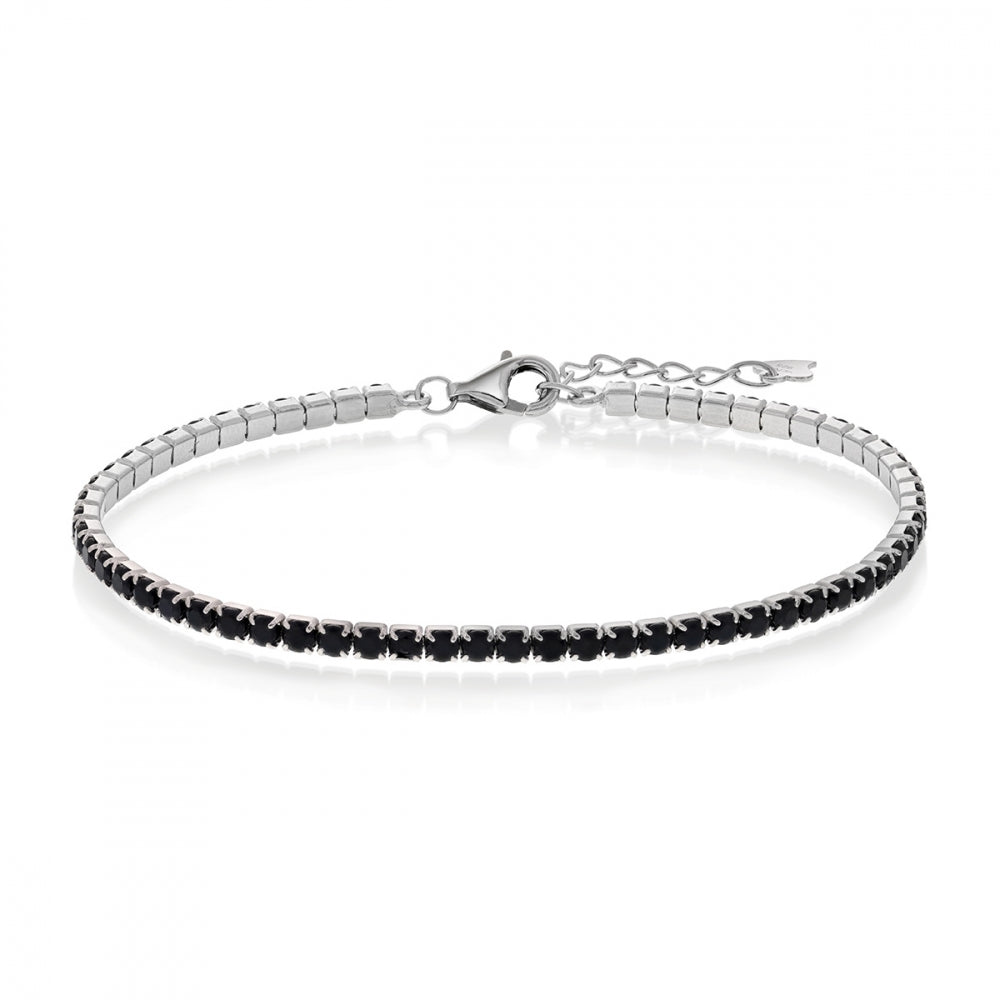 62275 - Armbånd i sølv med sort cz 17+3 cm