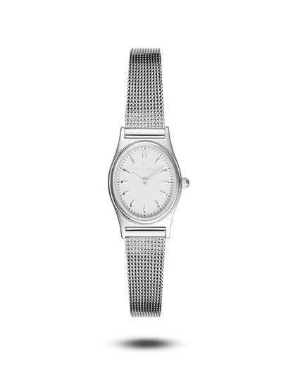 Retro Mesh Sølvfarget / Hvit 19 x 28,5 mm SKU | MB0254 - Bjerveur.noRetro Mesh Sølvfarget / Hvit 19 x 28,5 mm SKU | MB0254