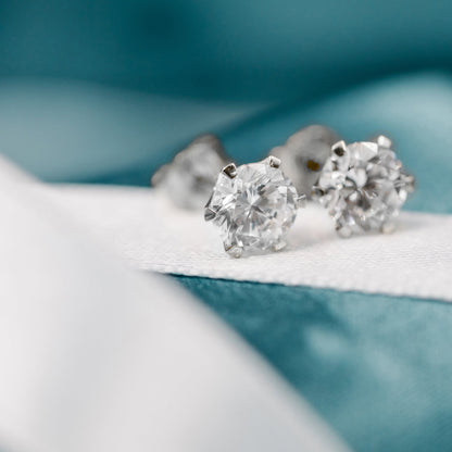 Gems øredobber i 14 karat hvitt gull med labdiamant 7,5 mm, bilde 4 av 4