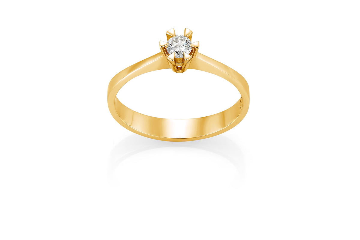 Svolder ring i 585 gull med diamant 0,15 ct, Märtha 3,1 mm, bilde 1 av 2