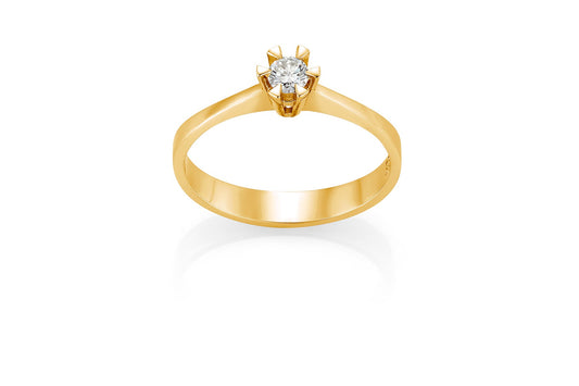 Svolder ring i 585 gull med diamant 0,15 ct, Märtha 3,1 mm, bilde 1 av 2