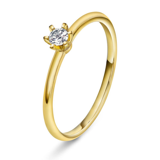 Vida ring i 585 gult gull med diamant 0,10 ct, bilde 1 av 2